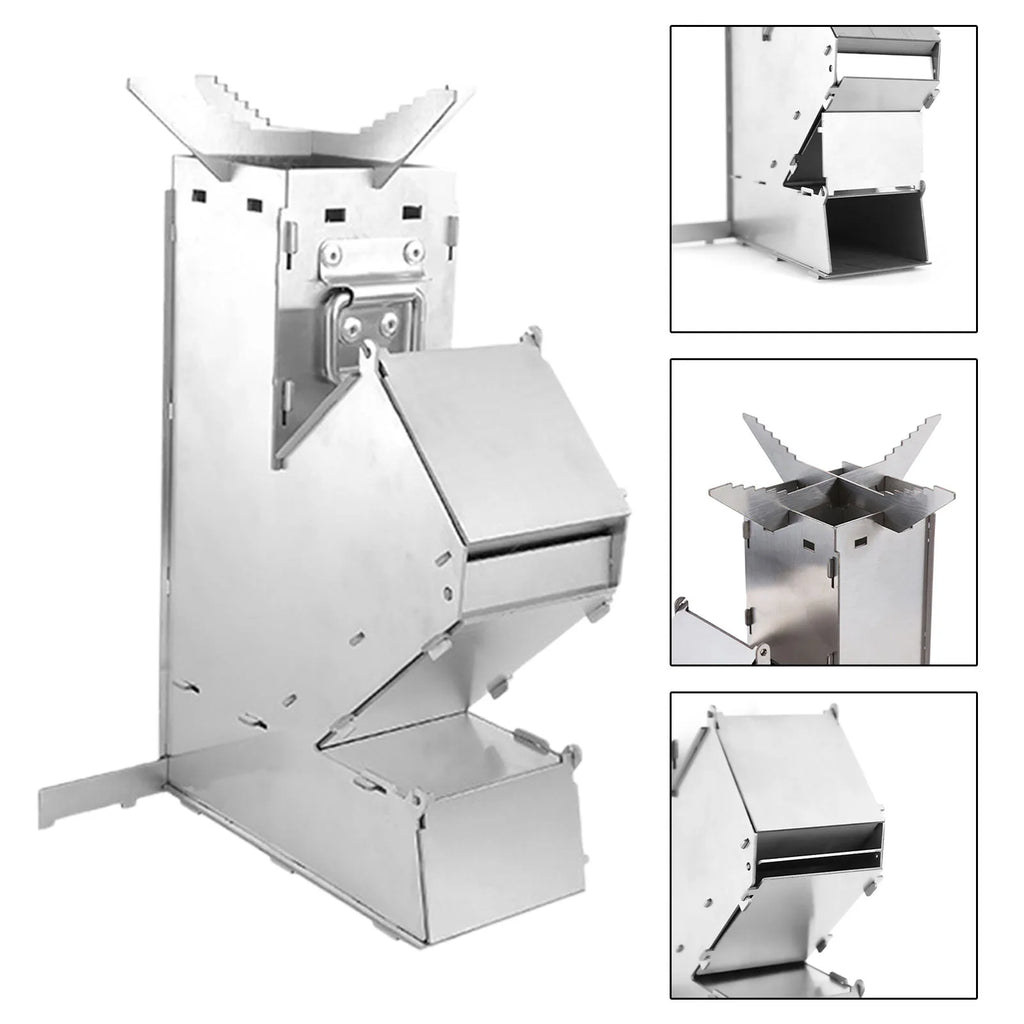 Camping Mini Wood Stove Portable Tent Firewood Stove Detachable Wood Burner Stainless Steel Rocket Stoves Picnic Pocket Grill Oasis Select