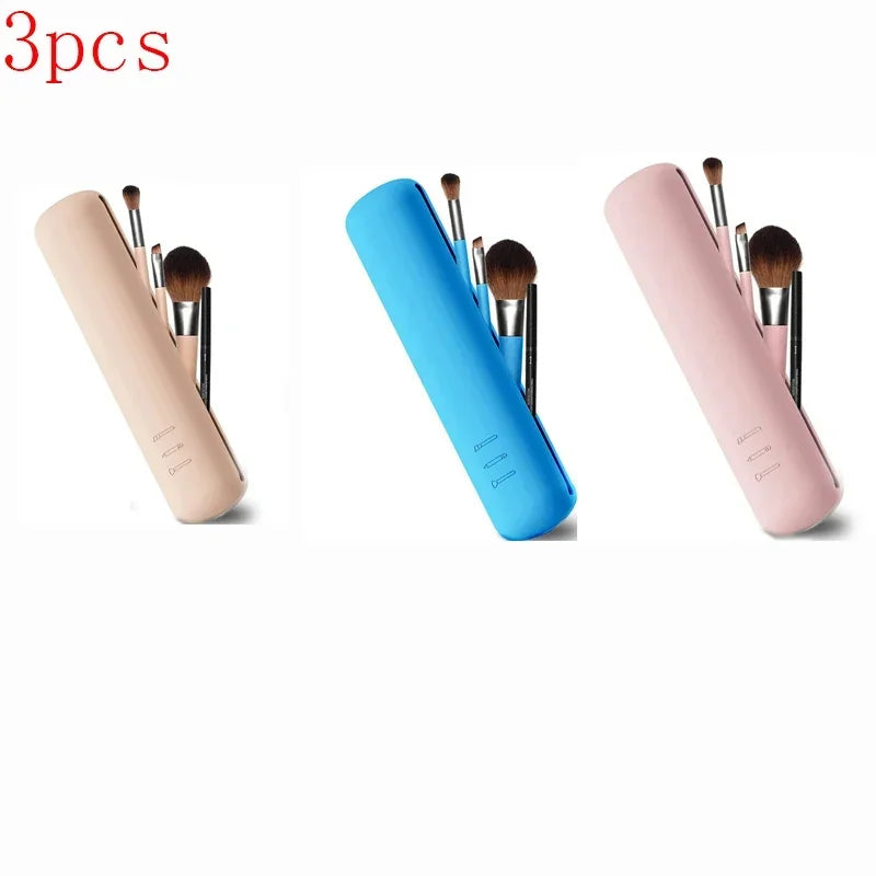 5/3/1Pcs Silicone Makeup Brush Storage Bag Waterproof Makeup Brush Travel Holder Magnetic Portable Cosmetic Bag Multipurpose Oasis Select 3pcs mix 3