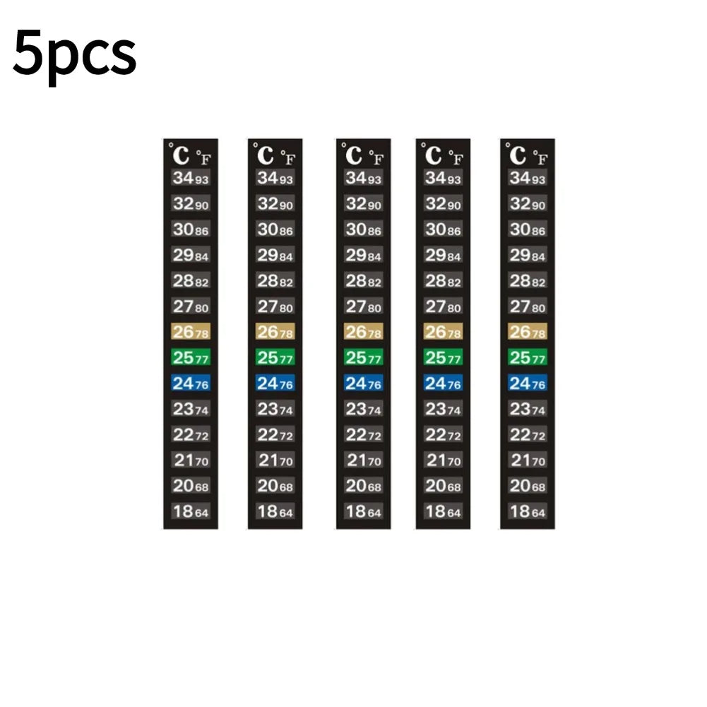 Digital Aquarium Home Stick-on Thermometer Fish Tank Strip Dual Scale C/F Discolor Temperature Measurement Sticker Tools Oasis Select 5pcs