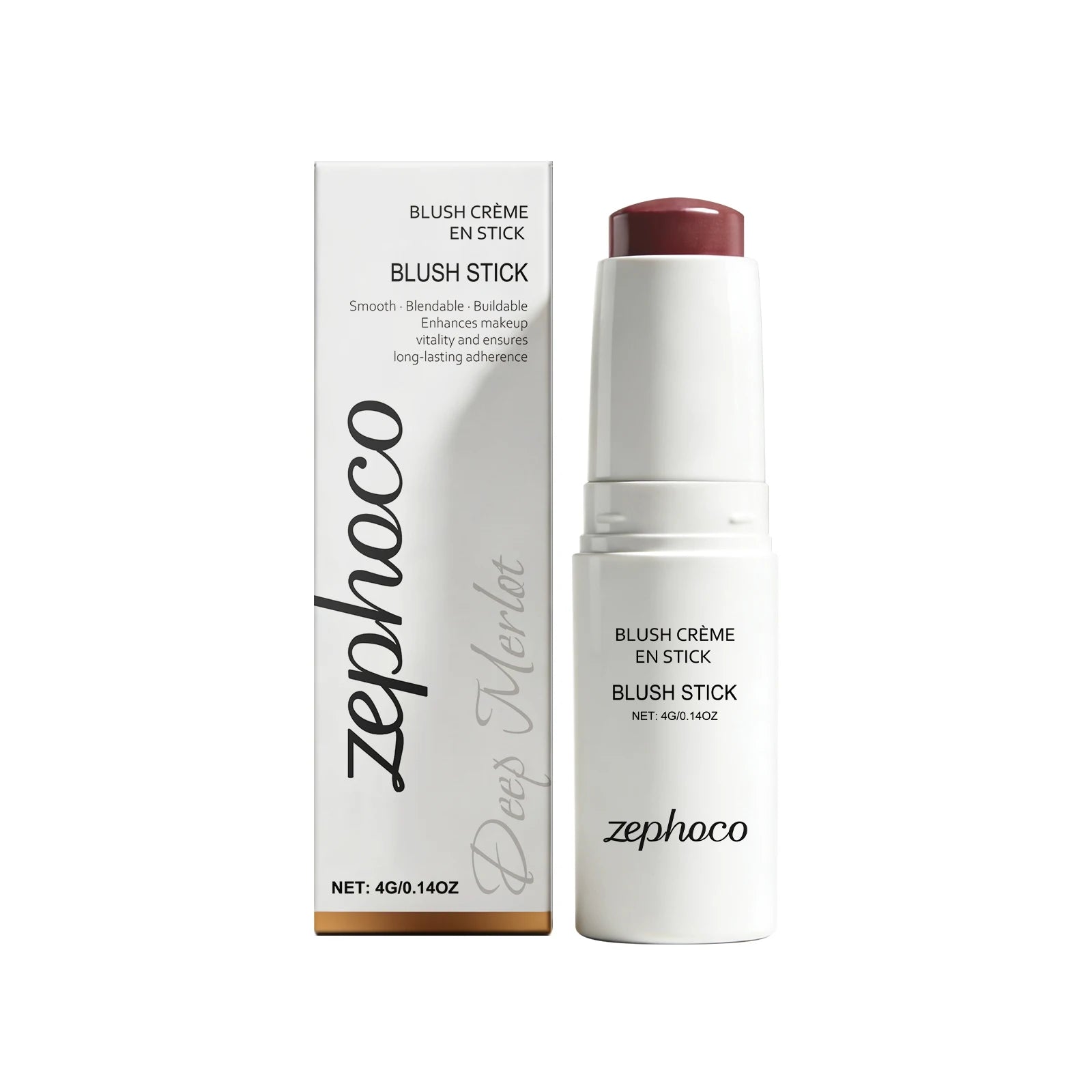 Portable Cream Blush Stick Soft Mist Finish Hydrating Long-Wear Blendable Smooth Lightweight On-the-Go Cheek Blush Oasis Select Deep Merlot