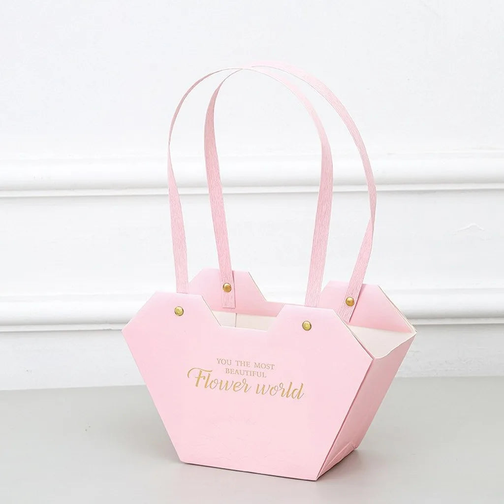 Heart-Shaped Paper Flower Gift Box with Handle | DIY Floral