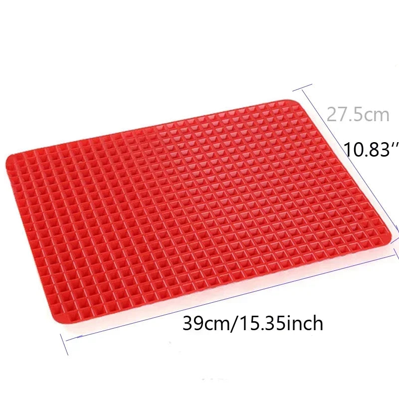 Silicone Multifunctional Barbecue Pizza Mat Pyramid Microwave Oven Baking Tray Tray Board Kitchen Baking Tray Mold Oasis Select Red 1PC