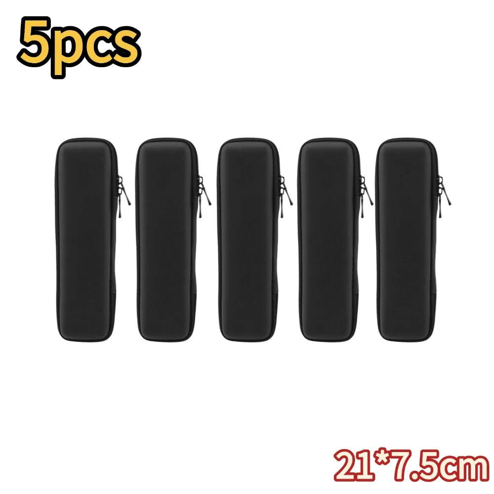 Black EVA Hard Shell Stylus Pen Pencil Case Holder Earphone Mesh Storage Organizer Pencil Zipper Case School Supplies Oasis Select B-5pcs