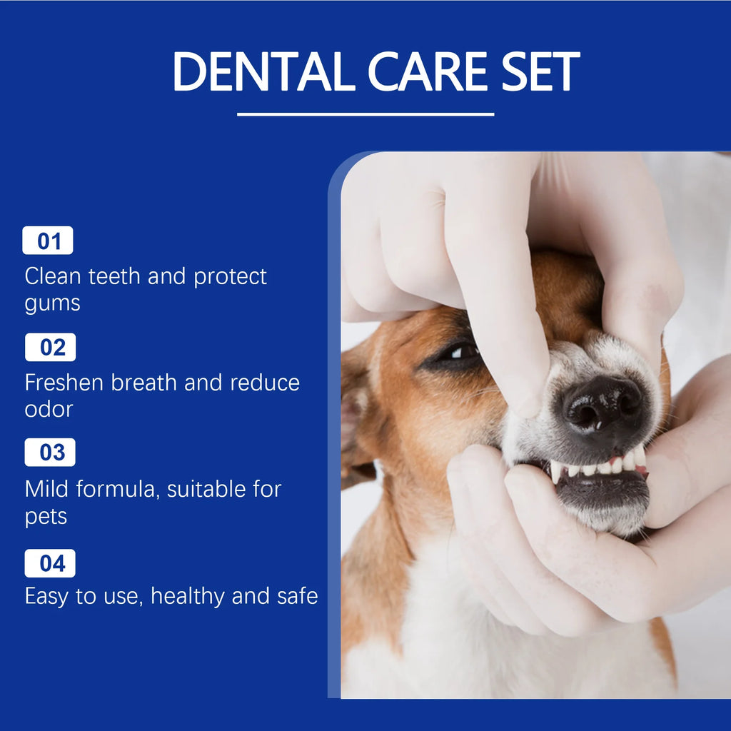 Dental Care Kit for Dog Fresh Breath Teeth Brushing Oral Cleaning Reduce Odor Tooth Brush Pet Toothpaste Toothbrush Set 100g Oasis Select