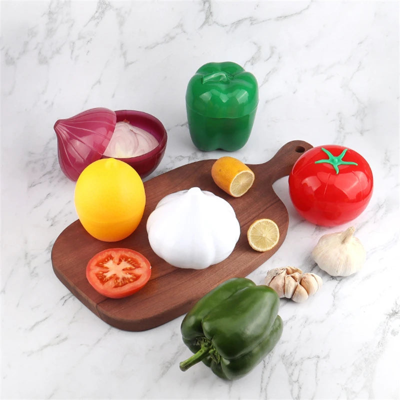5pcs Food Savers Avocado Keepers Storage Container for Onion Lemon Pepper Tomato Garlic Creative Kitchen Refrigerator Gadget Oasis Select