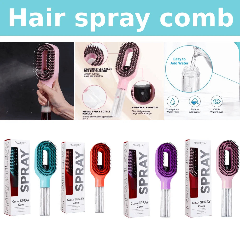 Multi-functional Essential Oil Spray Bottle Comb Wet Dry Scalp Massage Bristle Comb Salon Fluffy Modeling Comb Anti-Static Comb Oasis Select