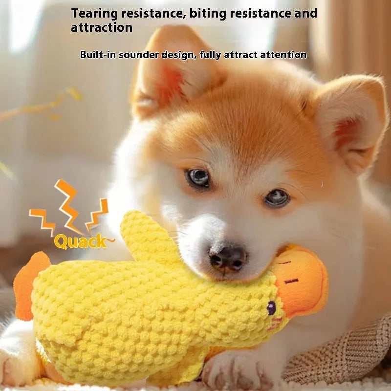Bite-Resistant Yellow Quack Duck Plush Pet Toy | Baby-Like Sound & Teeth Grinding Design for Dogs & Cats Dog Toys Oasis Select