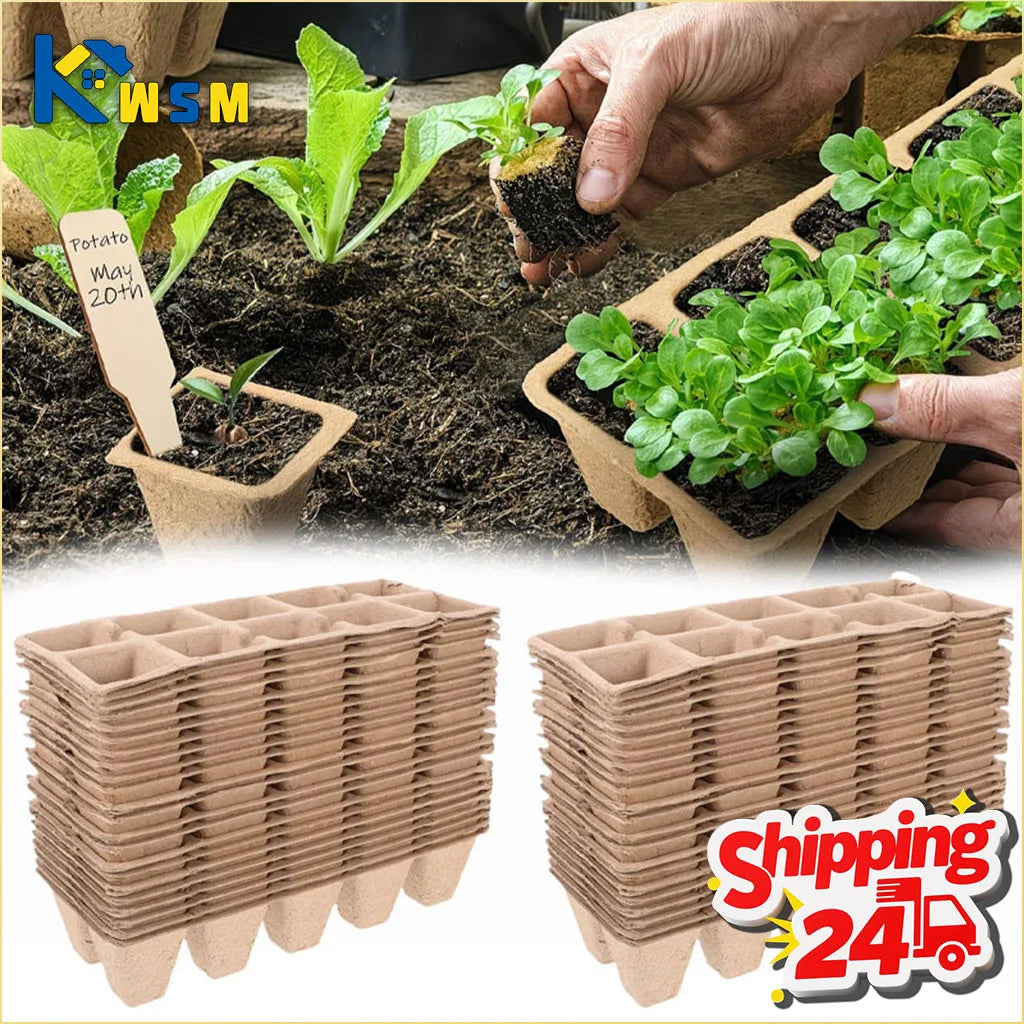20/40PCS Biodegradable Pulp Seedling Trays Grid Lightweight Breathable Seed Starter Pots for Succulents Vegetables Garden Oasis Select