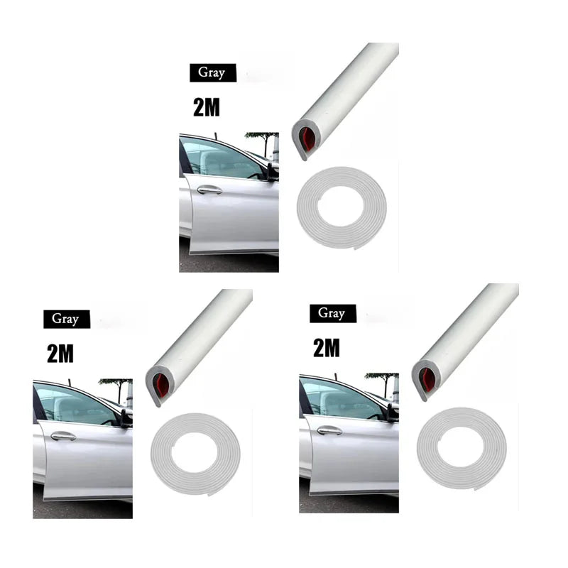1/2/3pcs Door Anti-Collision Strip Car Door Border Scratching Anti-Collision Hood Protection Strip Door For General Purpose Oasis Select 3pcs Gray-2m