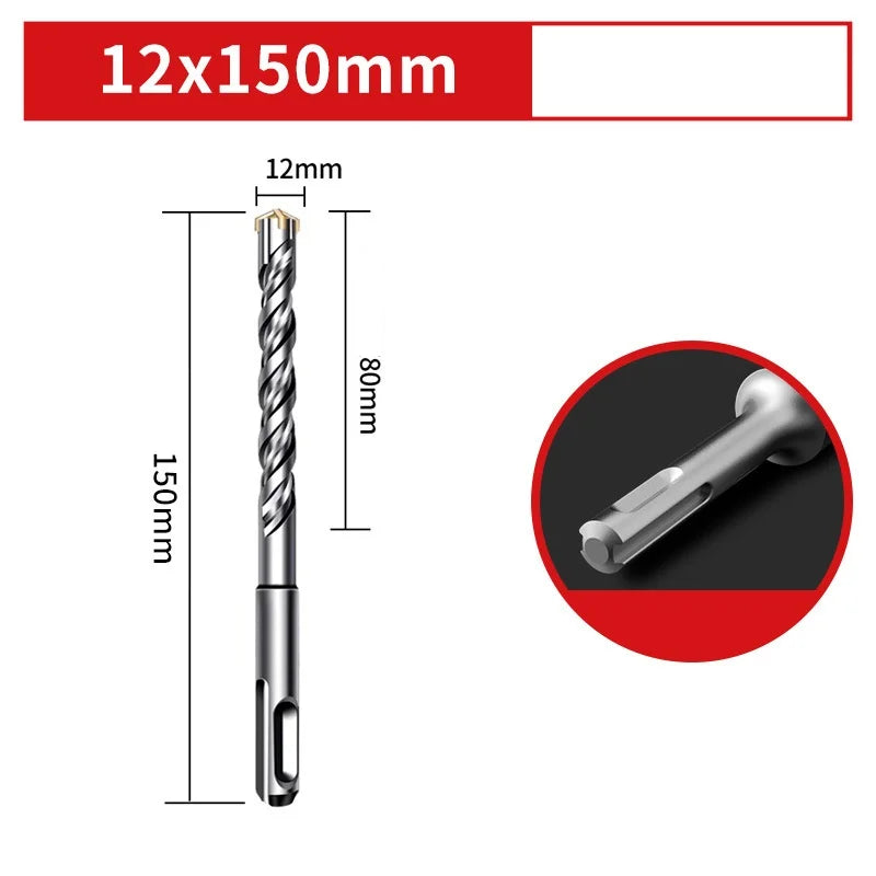 110/150/200mm Electric Hammer Drill Bits Cross Type Tungsten Steel Alloy SDS Plus for Masonry Concrete Rock Stone Oasis Select 12x150mm