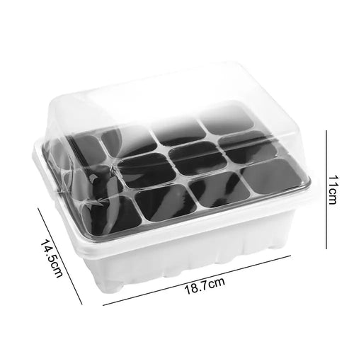 With Cover 12 Cells Seedling Trays White Square Portable Nursery Box Set Breathable Germination Box Greenhouse Oasis Select