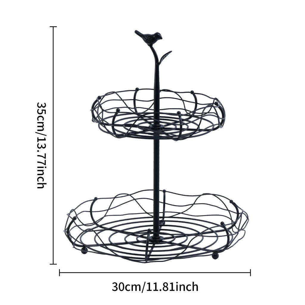 Creative Fruit Plate Multi-layer Fruit Plate Wrought Iron Candy Snack Shelf Vegetable Storage Basket Living Room Fruit Basket Oasis Select Second floor black