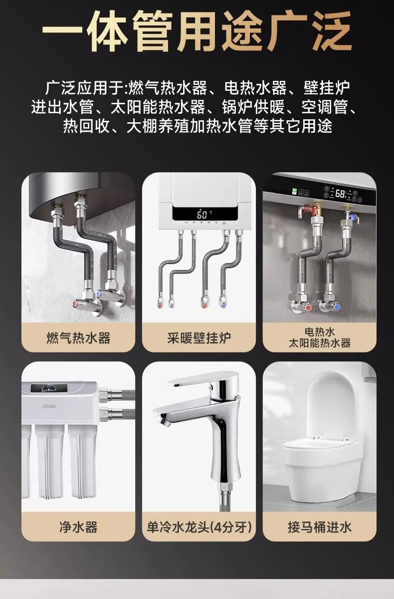 1pcs 20-200cm Basin&Toilet Flexible G1/2" 304 Stainless Steel Bathroom Plumbing Hose Heater Corrugated Pipes with Wrench Pipe Oasis Select