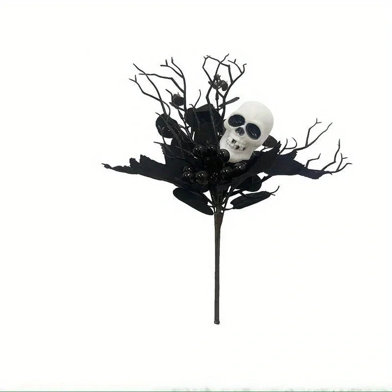 Artificial Maple Leaf Halloween Pumpkin Skull Black Maple Leaf Indoor Branch Decoration Oasis Select C