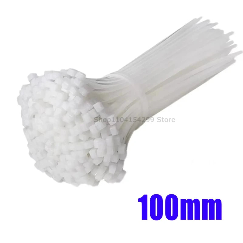 100Pcs Nylon Cable Ties Adjustable Self-locking Ties Straps Uv Resistant Plastic Wire Ties for Home Office Cord Management Oasis Select White-2.5x100mm 100pcs