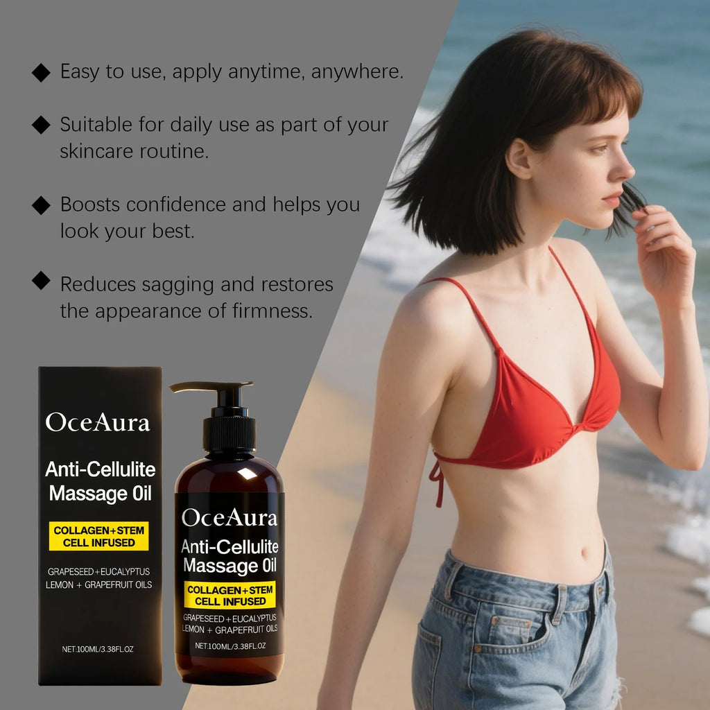 Anti Cellulite Massage Oil Infused Collagen Fat Burning Tightening Cellulite Improve Dry Smooth Moisturizing Body Essential Oil Oasis Select