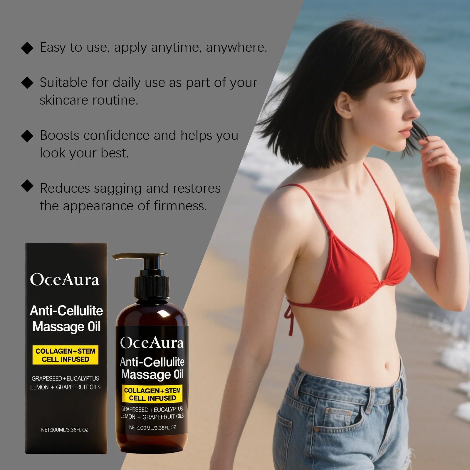 Anti Cellulite Massage Oil Infused Collagen Fat Burning Tightening Cellulite Improve Dry Smooth Moisturizing Body Essential Oil Oasis Select