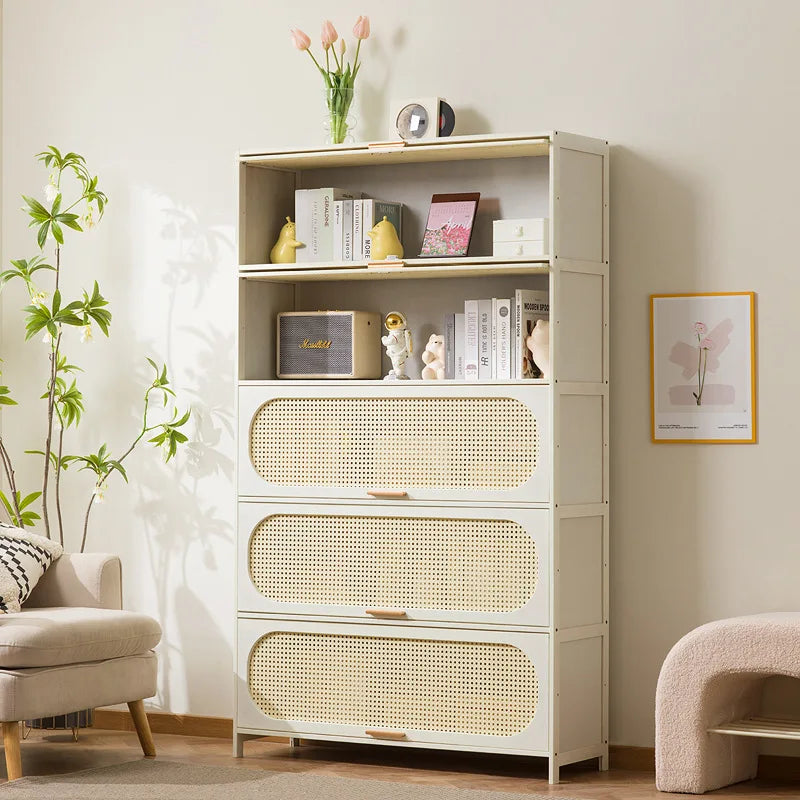 Cream wind all solid wood bookcase simple children's locker open storage cabinet living room study combination locker Oasis Select