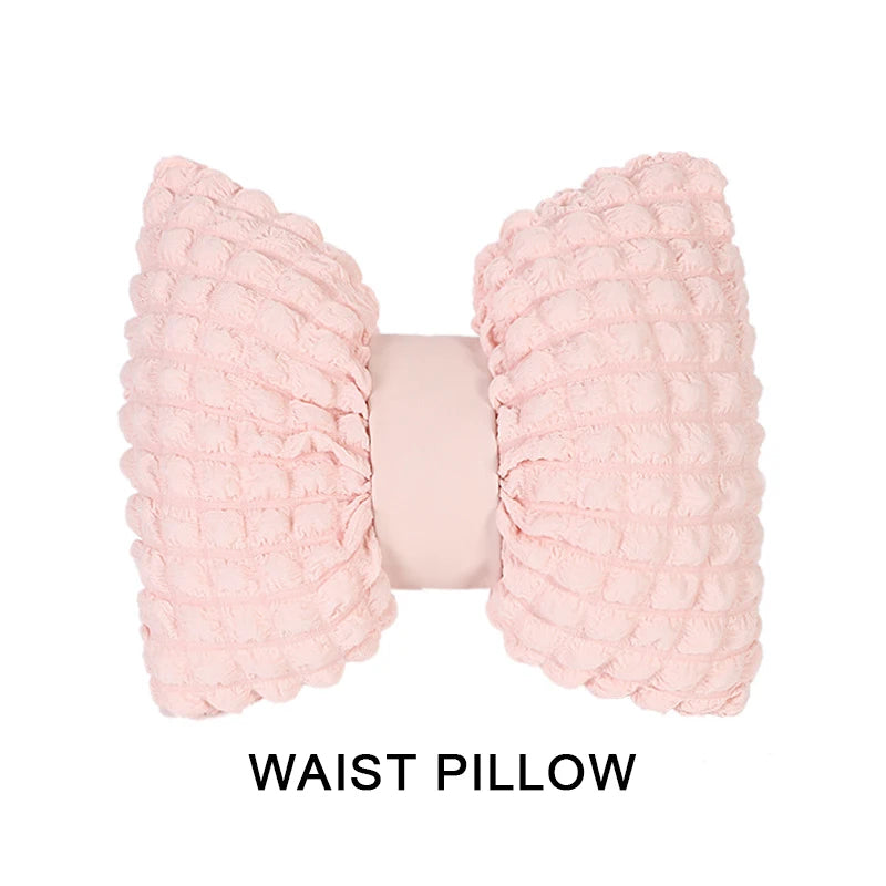 Cartoon Bowknot Neck Pillow Car Headrest Lumbar Support Soft Pink Car Waist Pillow Car Interior Decoration Cute Cushion Oasis Select Waist Pillow