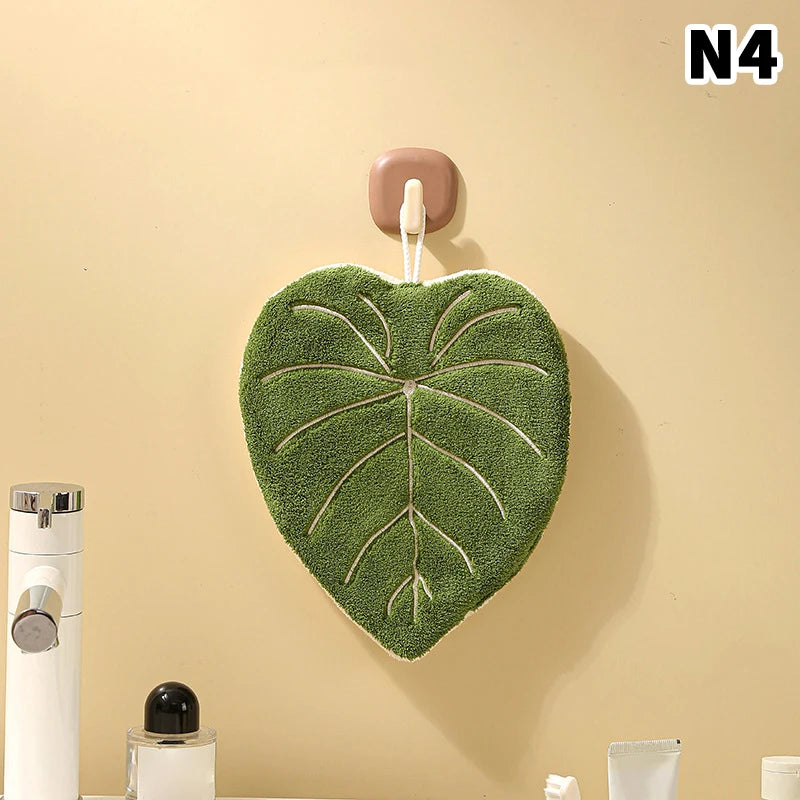 Leaf-Shape Double-Layer Hand Towel | Fast-Dry Coral Fleece Decorative Hand Towel Oasis Select 4
