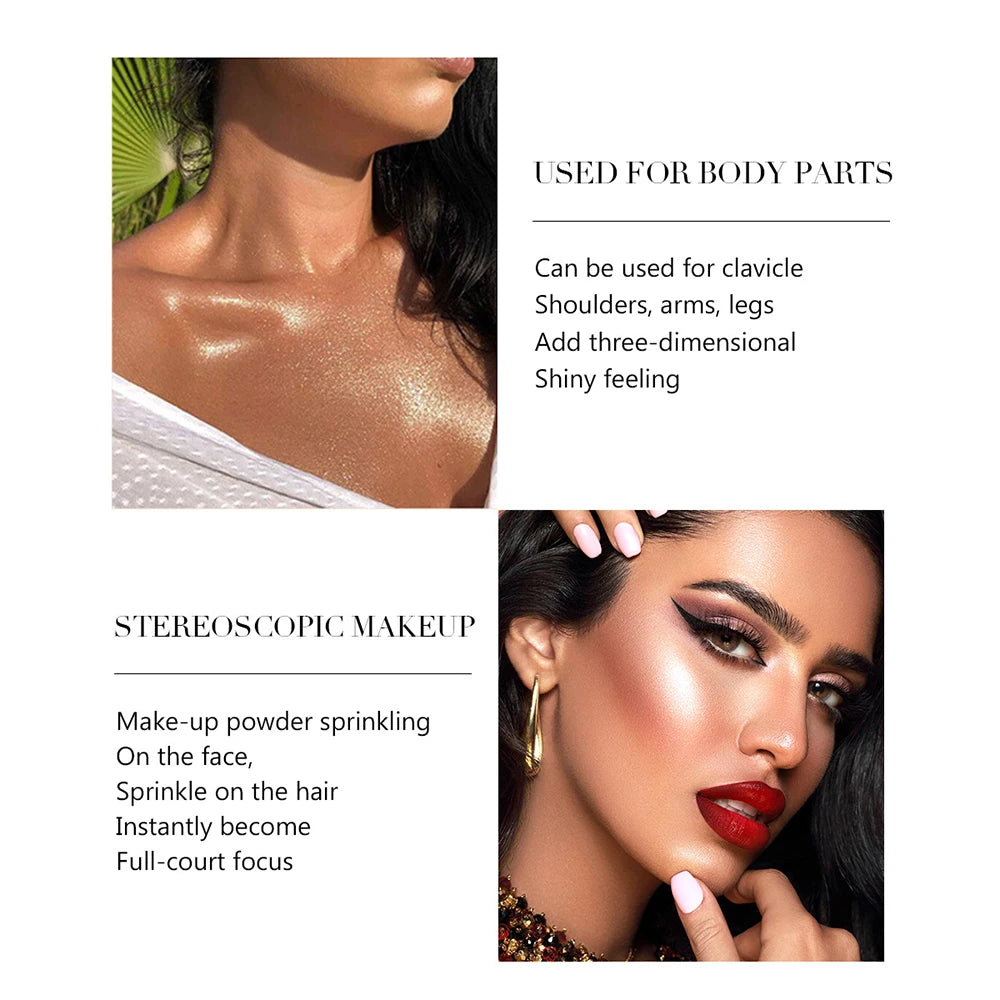 Waterproof Shimmer Highlighter Powder – Body & Hair Glow Shimmer Highlighter Powder Oasis Select