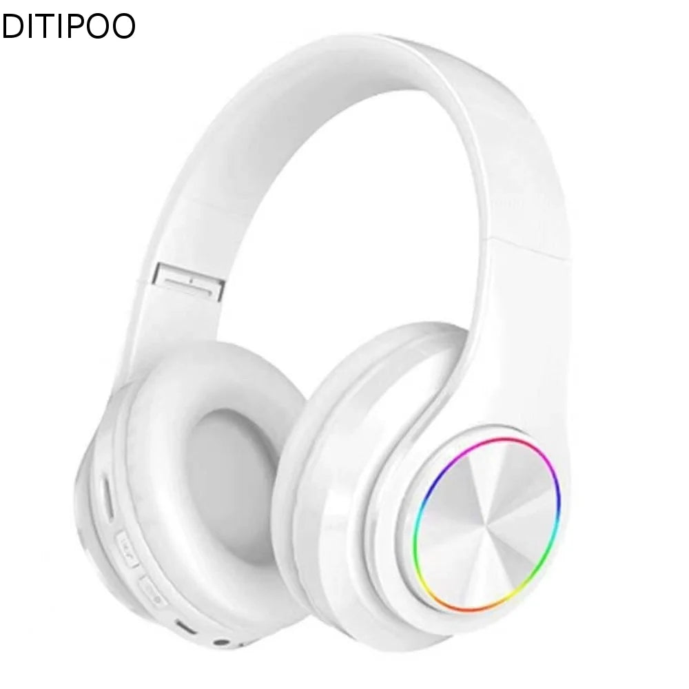RGB Lighting Bluetooth Headphones Stereo Sound With Microphone Over Ear Headphones HIFI Audio With Mic Wireless Headphones Oasis Select