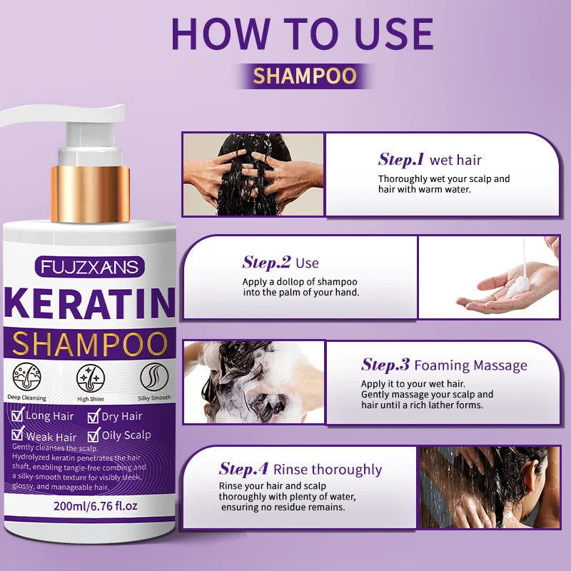 Keratin Shampoo & Conditioner Set – Anti-Frizz Hair Repair Keratin Hair Care Set Oasis Select