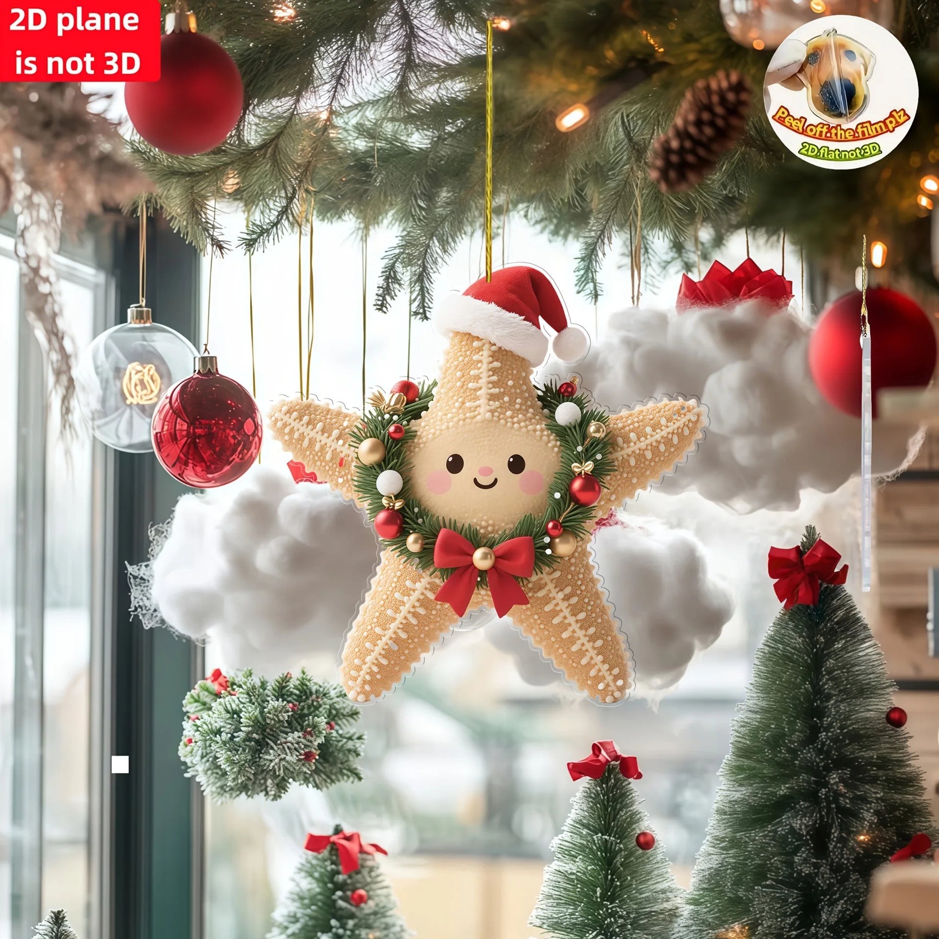 Christmas Animal Series 2D Flat Acrylic Hanging Ornaments for Christmas Party Home Decor Backpack Key Chains Tree Christmas Deco Oasis Select