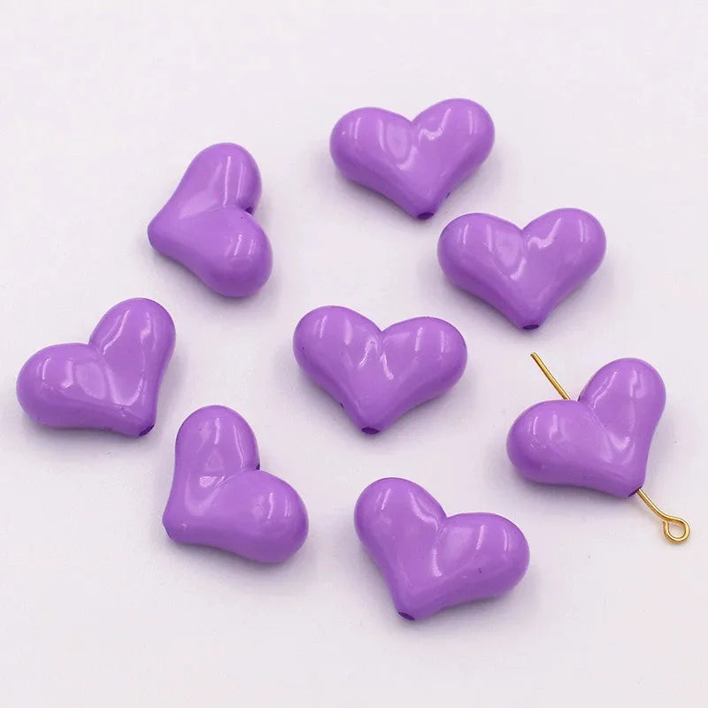 20pcs 16x22mm Acrylic Heart Shape Spacer Beads with 2mm Hole for Keychain Earrings Necklace Jewelry Pens Making Craft DIY Oasis Select Deep purple