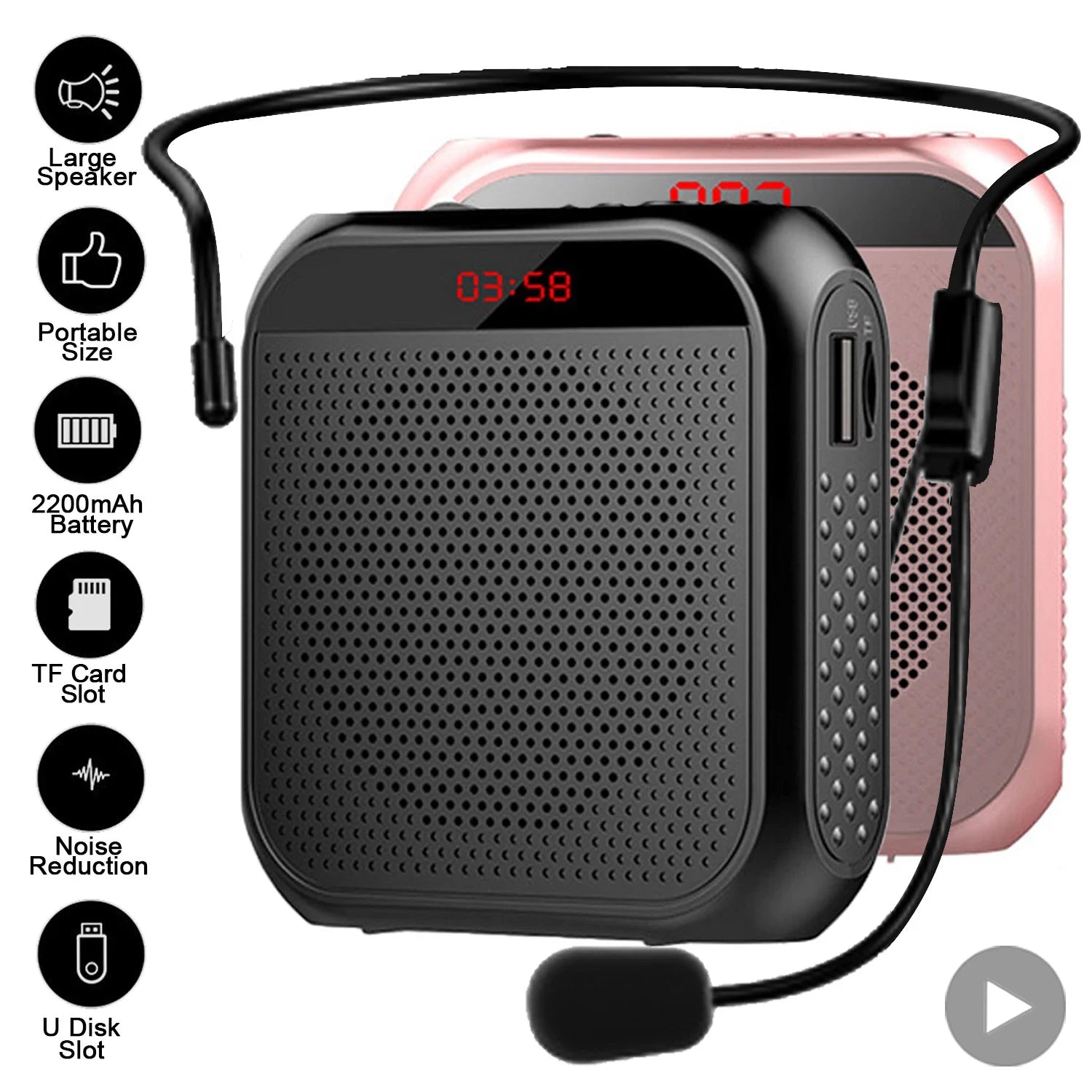 AyeBeau Wearable Voice Amplifier with Mic – 5W, 2200mAh