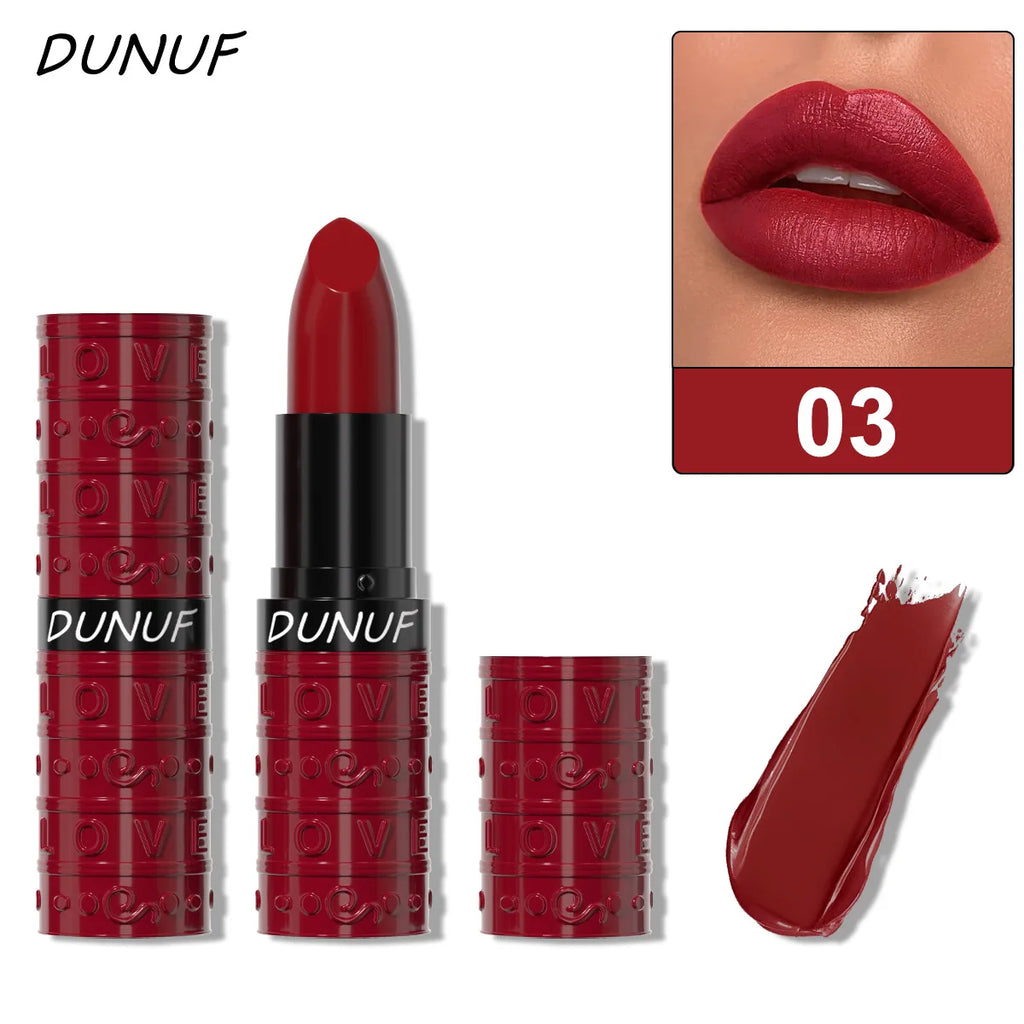 DUNUF Velvet Matte Lipstick – Waterproof & Long-Lasting, 3 Shades