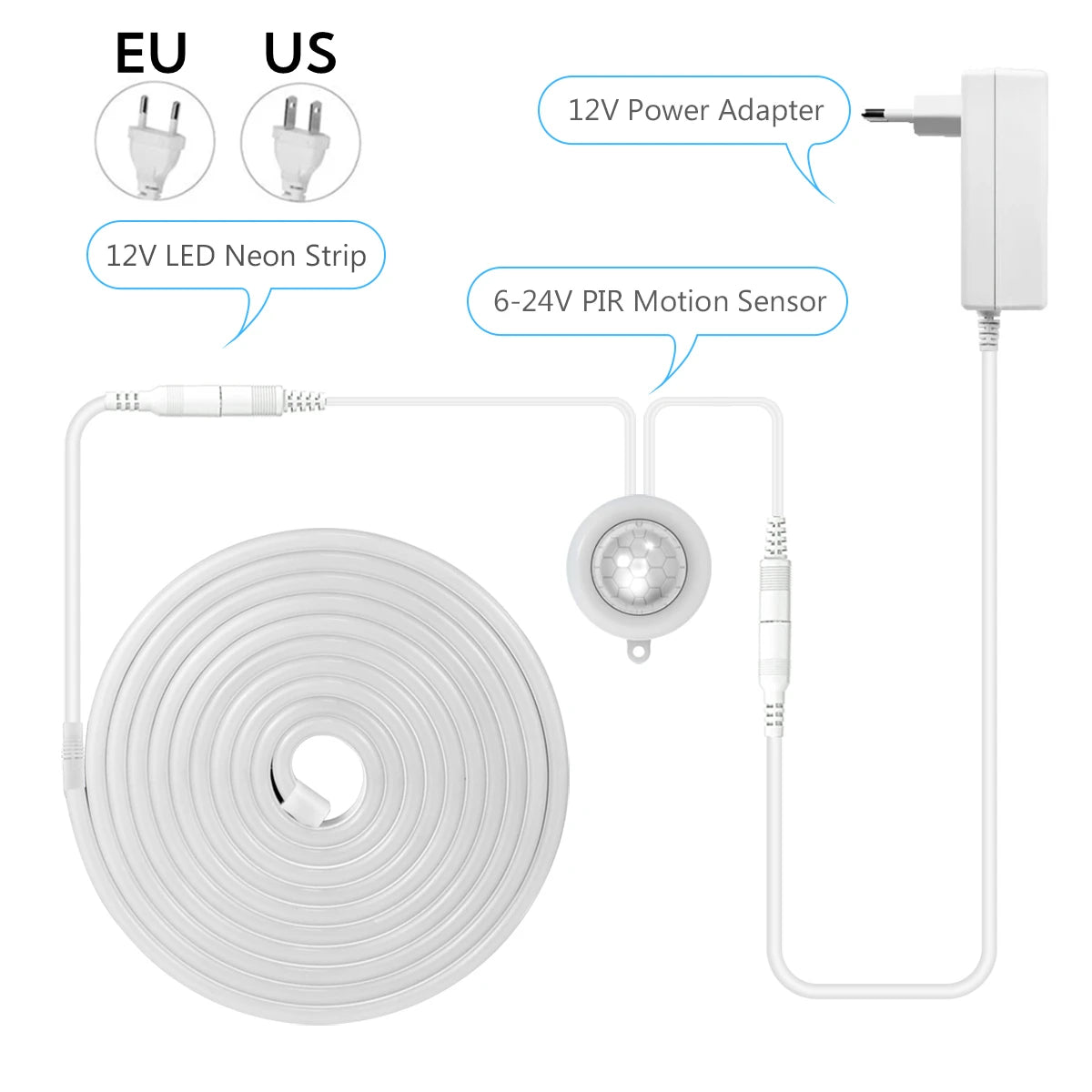 1-5M Wireless PIR Motion Sensor LED Strip Light Waterproof Neon Sign Diode Tape Auto On/Off Stairs Kitchen Lamp Cabinet Backligh Oasis Select