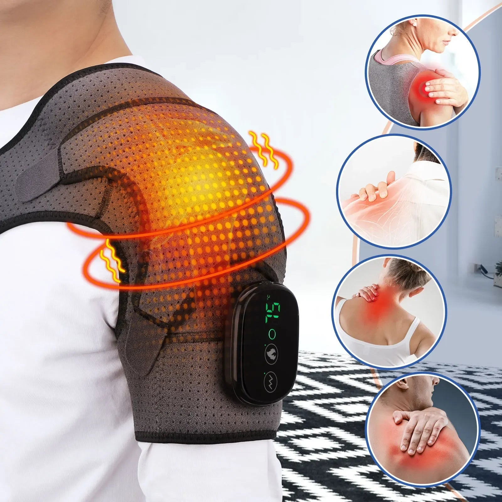 Electric Heated Shoulder Wrap – LED Warming Massage Shawl