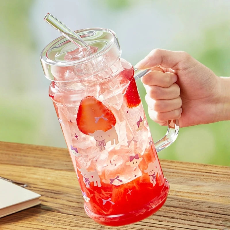 1080ml Large Capacity Straw Cup Glass Tumbler with Lid - Iced Coffee Cup, Reusable Drinking Cup for Coffee, Tea, Iced Americano Oasis Select