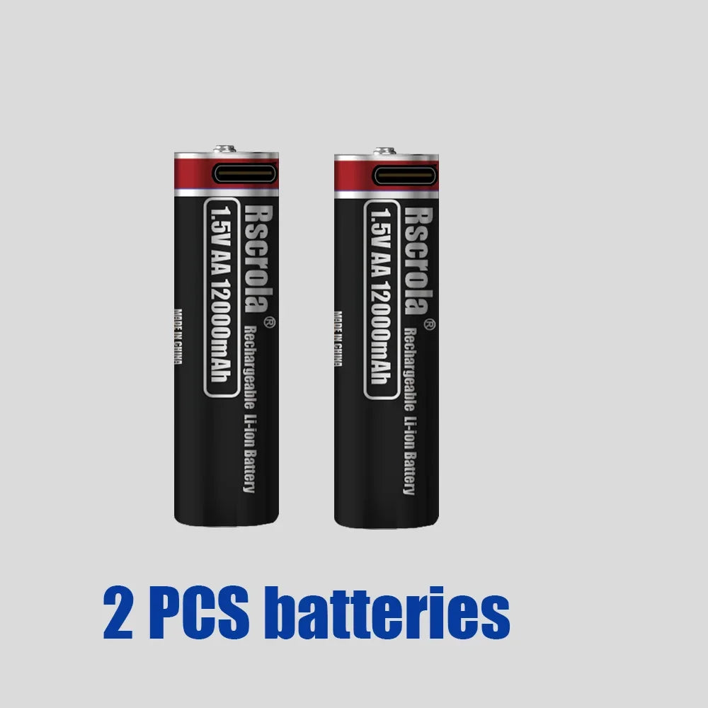 Hot 1.5V 12000mAh USB Type-C Rechargeable Lithium AA Battery for Hunting Camera Remote Control Mouse Smart Door Lock Microphone Oasis Select 2PCS Batteries 1.5V China Mainland