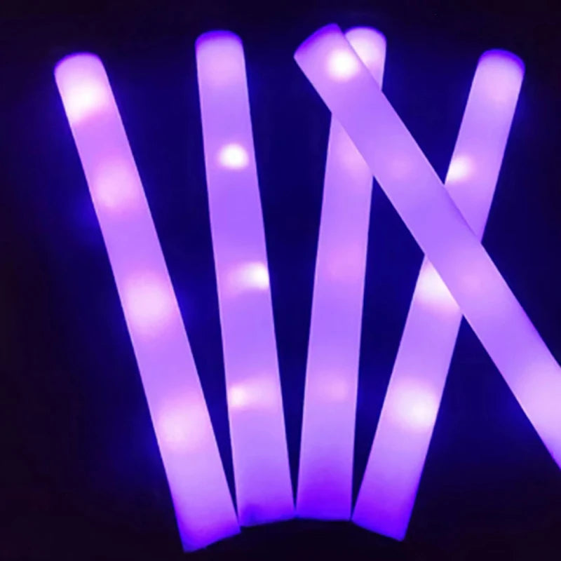 6Pcs Colorful LED Glow Sticks RGB LED Glow Foam Stick Cheer Tube Dark Light Birthday Wedding Party Supplies Oasis Select Purple