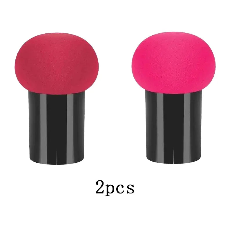 Mushroom Head Makeup Sponge Dry Wet Dual-use Cosmetic Powder Puff with Handle Case Professional Foundation Creams Beauty Tools Oasis Select Wine Red-Rose Red