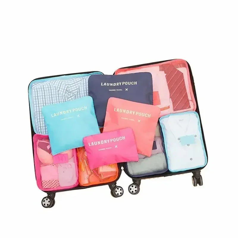 6pcs Set Travel Storage Bags Suitcase Packing Set Storage Cases Portable Luggage Organizer Clothes Shoe Foldable Organizer Oasis Select