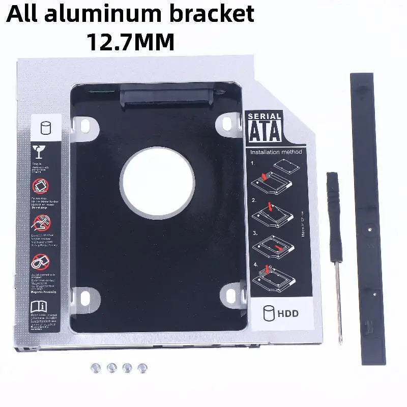 1 Set 2.5" SSD CD DVD To HDD Case Enclosure CD-ROM ODD Optibay Plastic Aluminum Universal 9.5/12.7mm SATA 3.0 2nd HDD Caddy Oasis Select Aluminum B