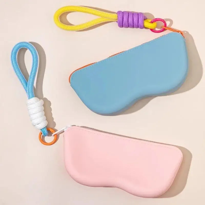 Silicone Zipper Glasses Bag Sunglasses Storage Protective Cover Hanging Bag Coin Purses For Women Girls Waterproof Glasses Box Oasis Select