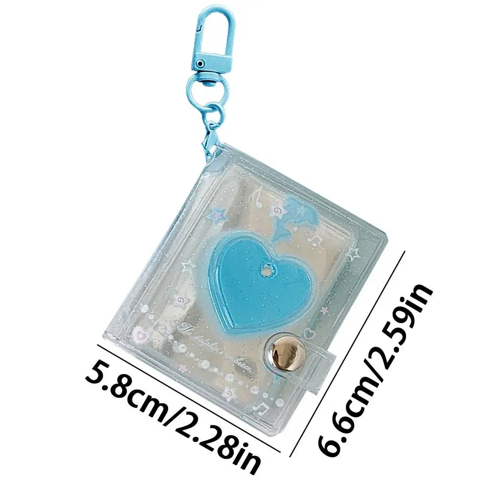 Mini Photo Albums Key Chain Decoration PVC Photos Holder Pockets Accessories For Photos Cards Keychain Pendant Card Holder Oasis Select Blue