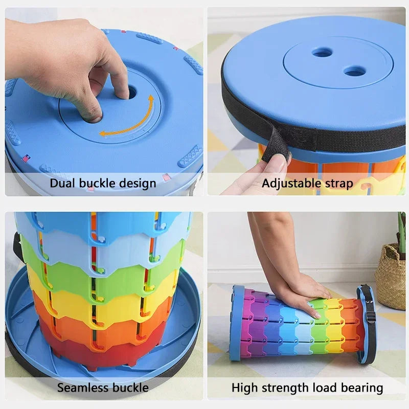 New Folding Stool Portable Round Folding Chair Accordion Chair Height Adjustment Elephant Swing Playground Queue Chair Oasis Select