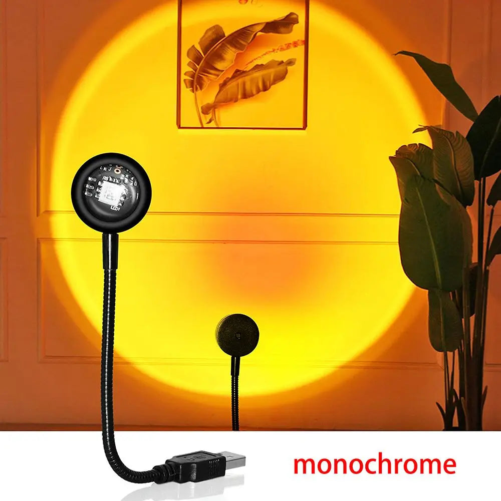 7 Colors Sunset Lamp USB Powered Rainbow Projector Lamp Bedroom Atmosphere Night Light 14 Modes Photography Background Lights Oasis Select