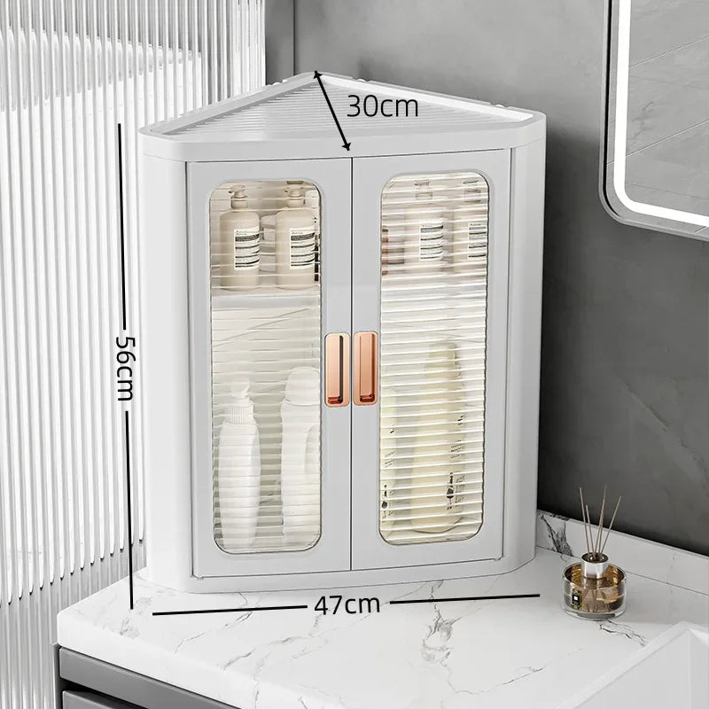 Storage cabinet Multi-layer living room locker Floor-to-ceiling plastic triangular dust rack Snack toy locker sturdy and durable Oasis Select 1-White