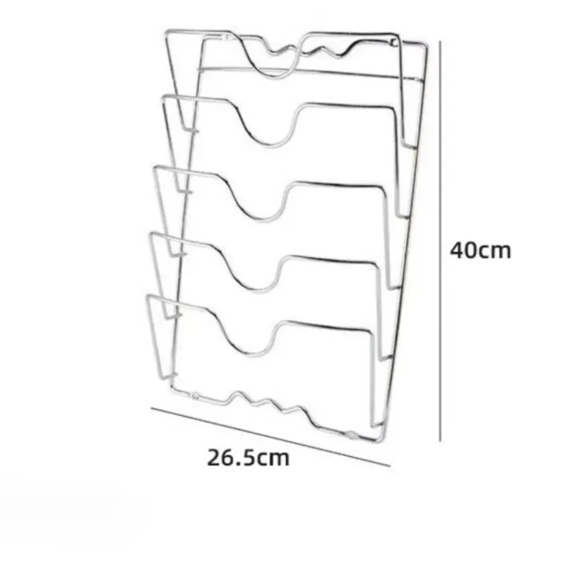 5-Layer Wall-Mount Stainless Steel Pot Lid & Kitchen Rack Kitchen Organizer Rack Oasis Select