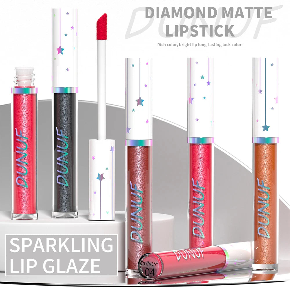 DUNUF 12 Lipstick Pearl Long-lasting Waterproof, non-bleach, non-stick cup lip gloss Oasis Select