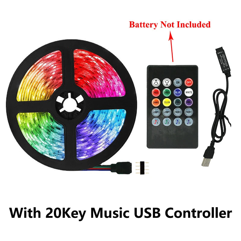 5V RGB 2835 LED Lights Strip Bluetooth APP IR Remote Control USB 0.5m 1m 2m 3m 4m 5m Gaming Room Decoration TV Background Light Oasis Select With 20KEY 2m