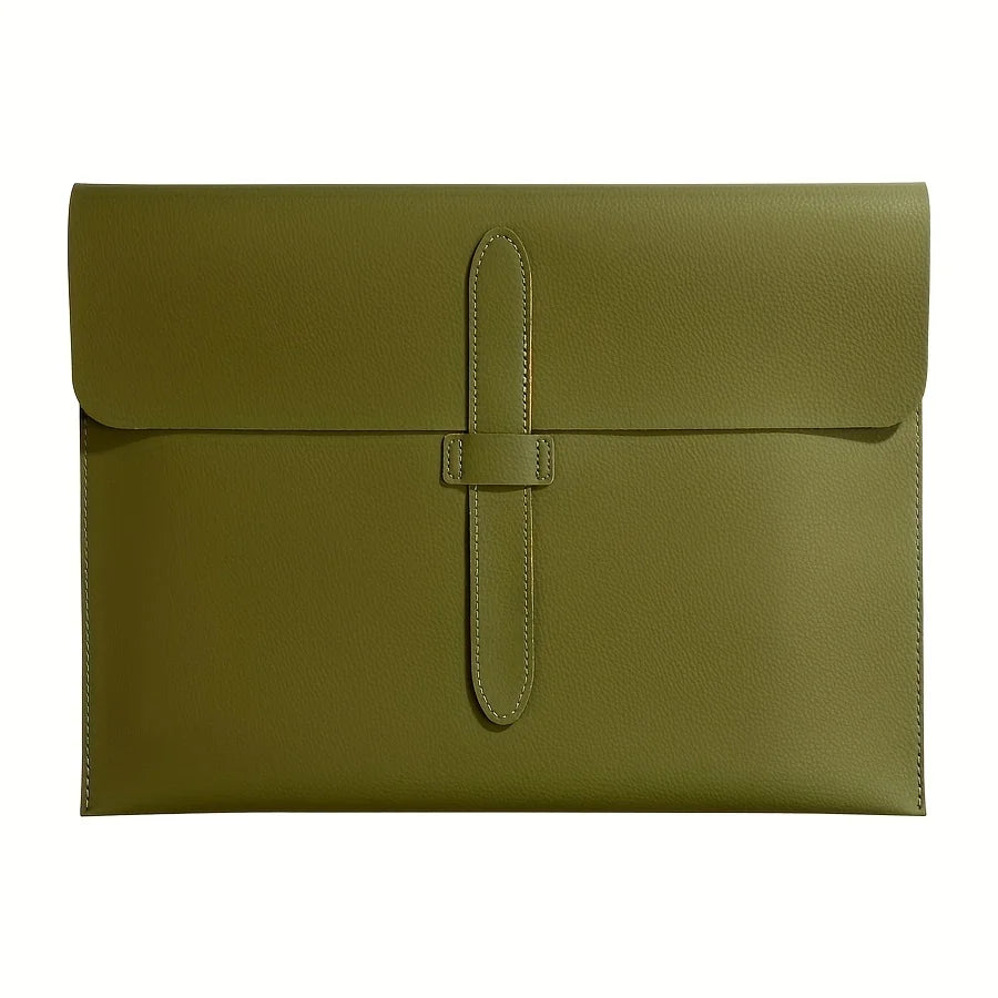 A4 Leather File Folder Document Organizer Bag With Snap Closure Office Supplies Storage Case For Papers Portable Produce Box Oasis Select green