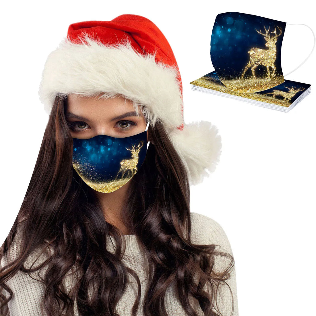 10-Pack Christmas Disposable Face Masks – 3-Ply Earloop Adult Disposable Face Mask Oasis Select