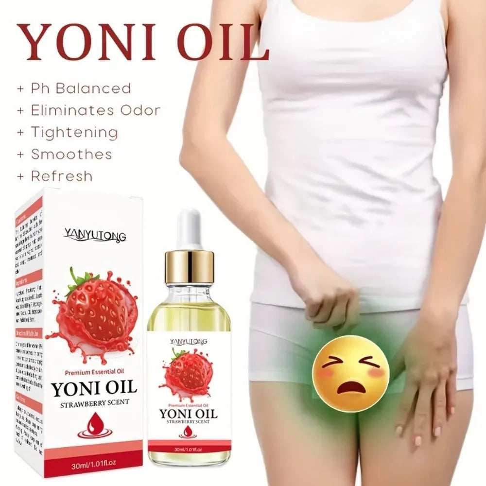 30ml Yoni Oil, Strawberry Scented, Natural & Plant-Based, pH Balance, Odor Eliminator, Feminine Care, Moisturizer Oasis Select